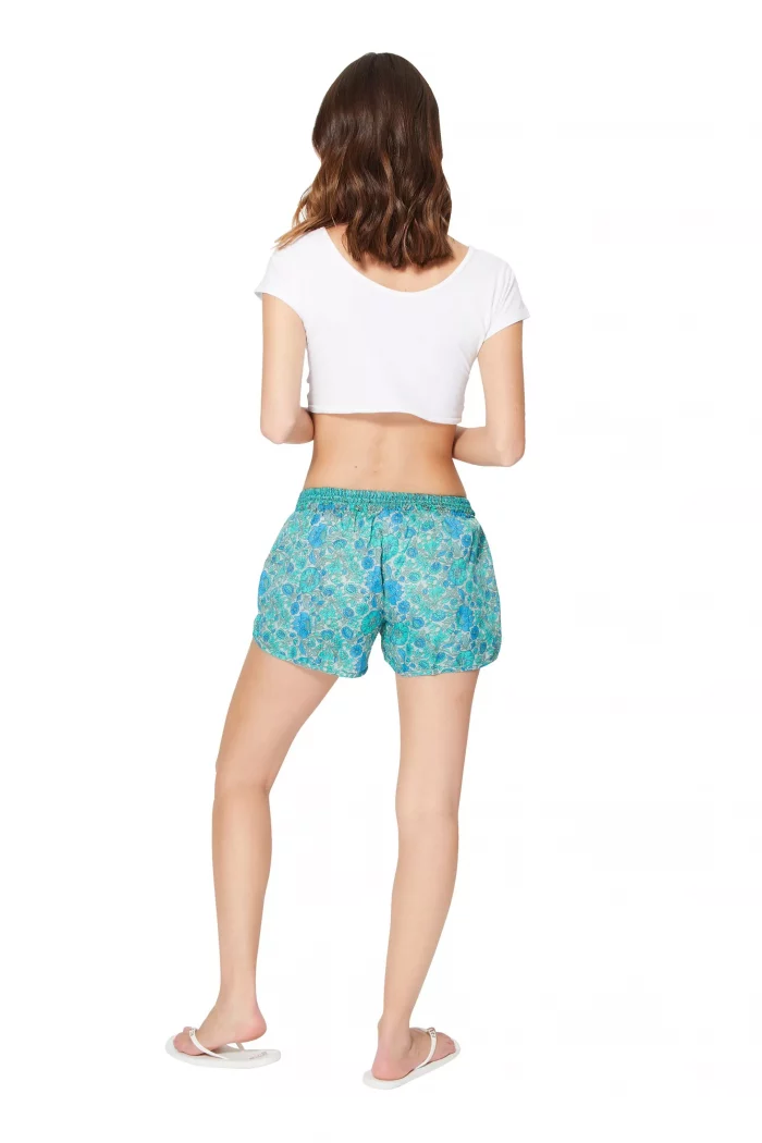 Short gris aux fleurs bleues et vertes - SIP0039I – Image 2