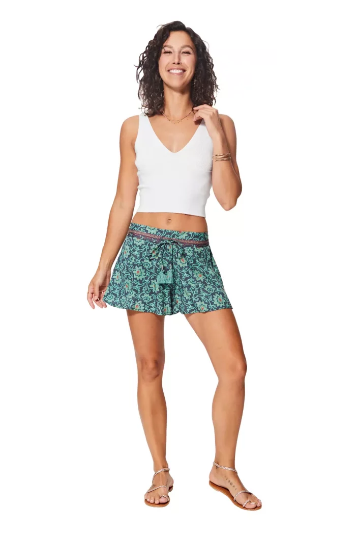 Short lien pompons vert et bleu - SIP0041A – Image 1