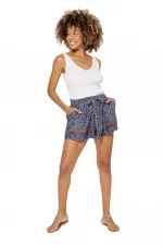 Short bleu marine aux fleurs blanches - SIP0042A