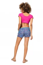 Short bleu motif fleuri violet - SIP0043B – Image 2