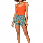 Short turquoise imprimé fleuri orange - SIP3000B