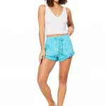 Short turquoise imprimé floral blanc - SIPV0002A