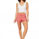 Short rouge imprimé floral blanc - SIPV0002B