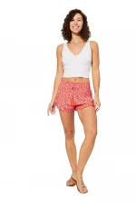 Short rouge imprimé floral blanc - SIPV0002B