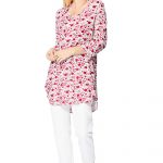 Blouse longue blanche à fleurs rouges - CHIPV0002B