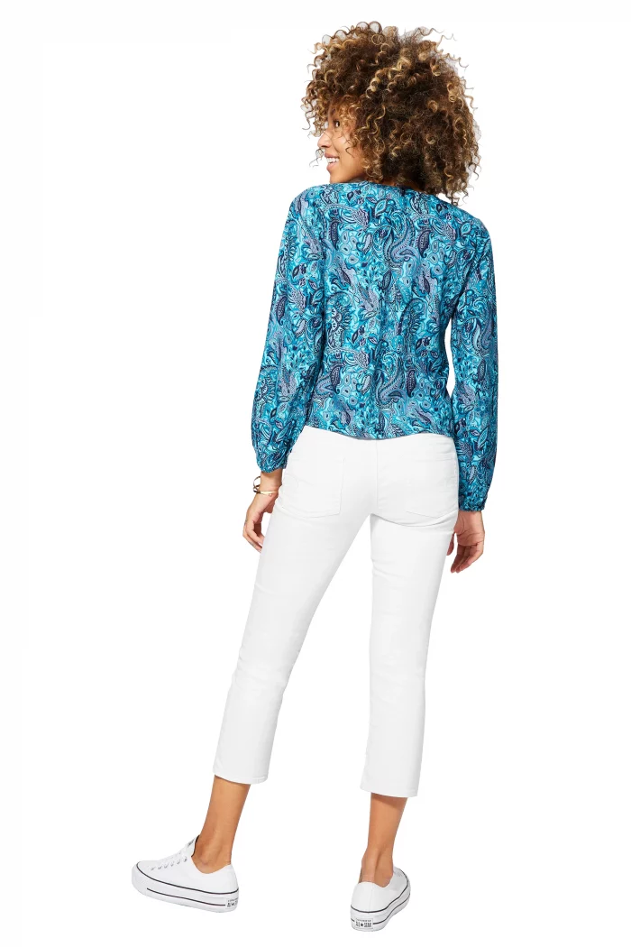 Blouse à pompons Bleu bohème - TIP0052A – Image 2