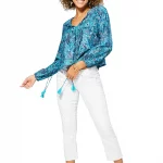 Blouse à pompons Bleu bohème - TIP0052A