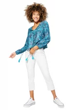 Blouse à pompons Bleu bohème - TIP0052A