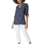 Blouse bleue à fleurs blanches - CHV0100I