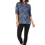 Blouse bleue à fleurs - TIPV0004B