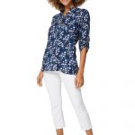 Blouse bleue à fleurs blanches et bleues - CHV0100B