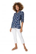 Blouse bleue à fleurs blanches et bleues - CHV0100B