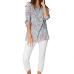 Blouse bleue à fleurs de cerisiers - CHV0100C