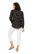 Blouse col en v noire à fleurs - TIPV0003B – Image 2