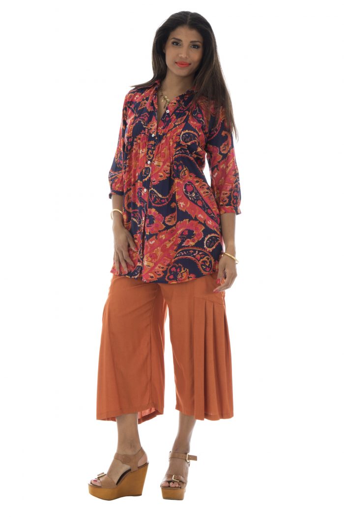 Blouse longue ethnique colorée - CH8001G – Image 1