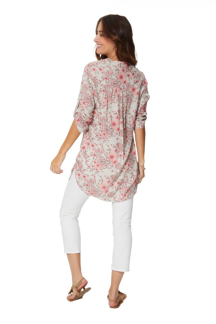 Blouse longue à fleurs de cerisiers - CHV0101D – Image 2
