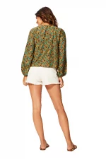 Blouse à pompons Jaune et Turquoise - TIP0052B – Image 2