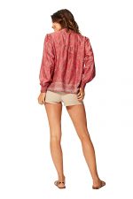 Blouse à manches bouffantes Rose ethnique - TIP0050A – Image 2