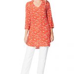 Blouse longue orange à fleurs - CHIPV0002D