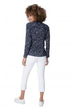 Chemisier Bleu marine à fleurs blanches - TOPV0100I – Image 2
