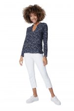 Chemisier Bleu marine à fleurs blanches - TOPV0100I