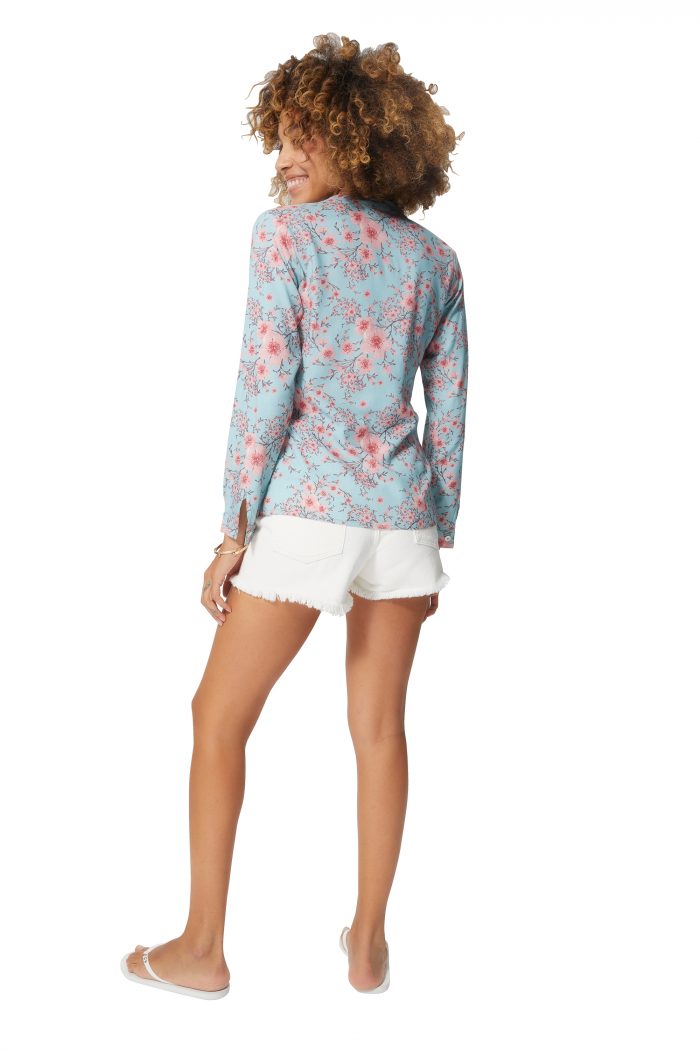 Chemisier bleu à fleurs de cerisiers - TOPV0100C – Image 2