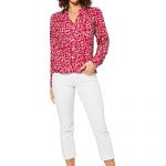 Chemisier col en v rouge à fleurs - TIPV0002B