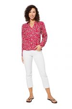 Chemisier col en v rouge à fleurs - TIPV0002B