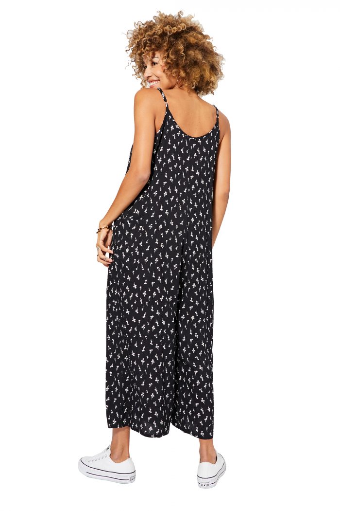 Combinaison ample Noire à fleurs blanches - COLIPV0009A – Image 2