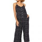 Combinaison ample Noire à fleurs blanches - COLIPV0009A