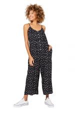 Combinaison ample Noire à fleurs blanches - COLIPV0009A