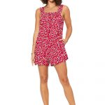 Combishort ample Rouge à fleurs blanches - COSIPV0001A