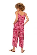 Combinaison ample Rouge à fleurs blanches - COLIPV0009B – Image 2