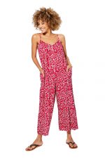 Combinaison ample Rouge à fleurs blanches - COLIPV0009B