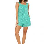 Combishort ample Vert turquoise à fleurs blanches - COSIPV0001B