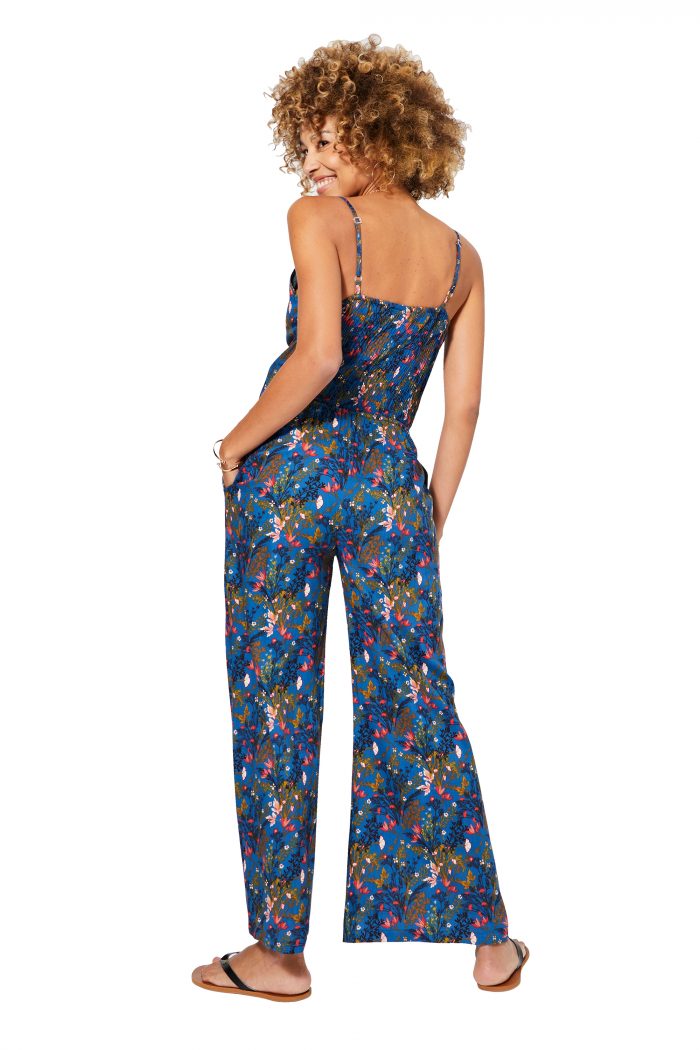 Combinaison à bretelles Bleue à fleurs - COLIPV0008A – Image 2