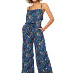 Combinaison à bretelles Bleue à fleurs - COLIPV0008A