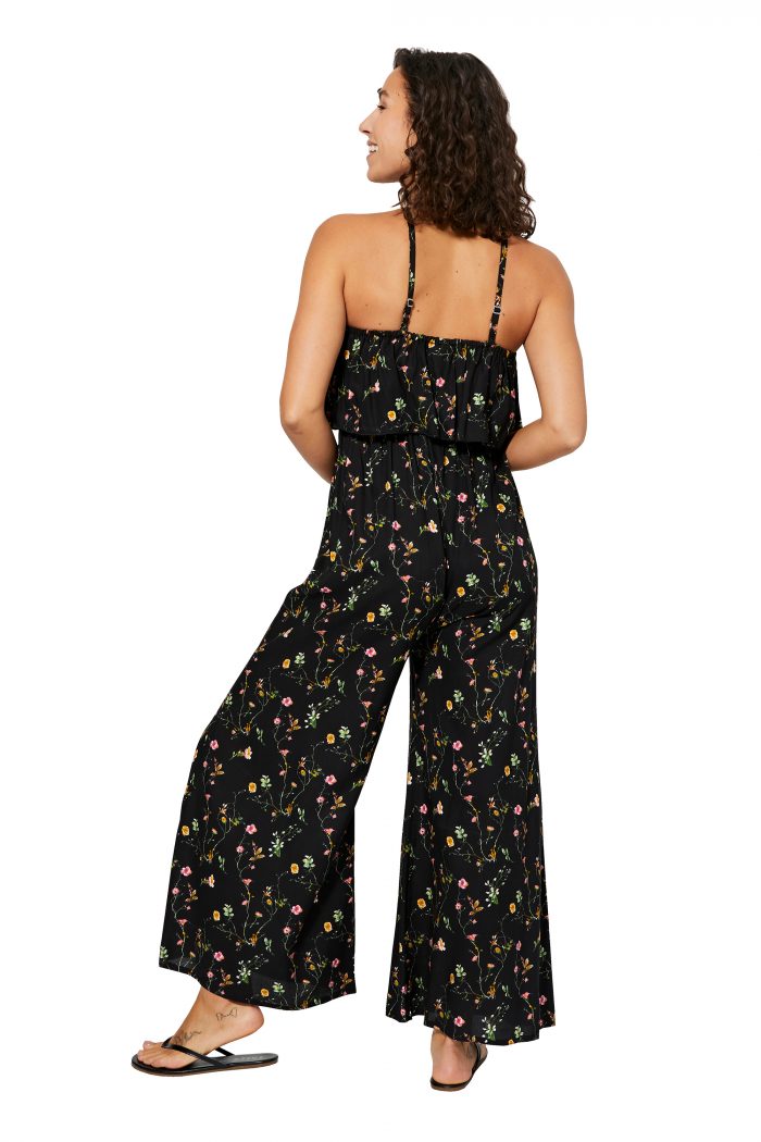 Combinaison bohème Noire à fleurs colorées - COLIPV0007A – Image 2