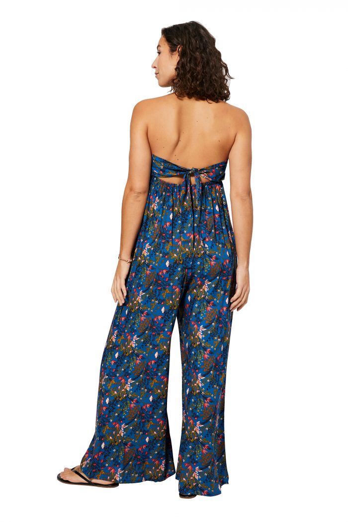 Combinaison bustier Bleue à fleurs colorées - COLIPV0004B – Image 2