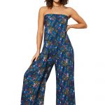 Combinaison bustier Bleue à fleurs colorées - COLIPV0004B