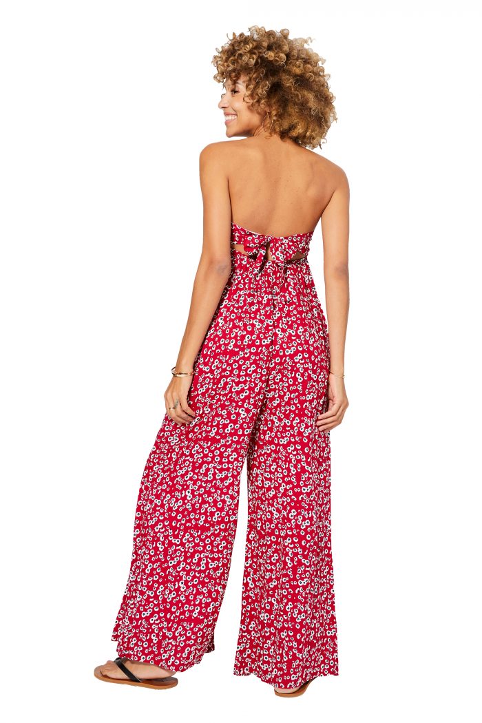 Combinaison bustier Rouge à fleurs blanches - COLIPV0004A – Image 2