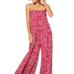 Combinaison bustier Rouge à fleurs blanches - COLIPV0004A