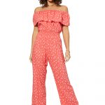 Combinaison à col bateau Corail à fleurs blanches - COLIPV0003B