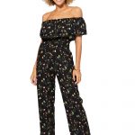 Combinaison à col bateau Noire à fleurs colorées - COLIPV0003A