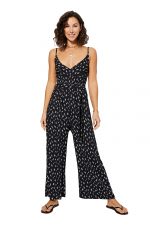 Combinaison décolleté Noire à fleurs blanches - COLIPV0005A