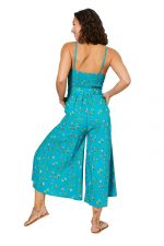 Combinaison évasée Bleue à fleurs colorées - COLIPV0006B – Image 2