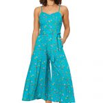 Combinaison évasée Bleue à fleurs colorées - COLIPV0006B