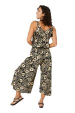 Combinaison à bretelles à nouer Noire à fleurs tropicales - MCCO2000G – Image 2