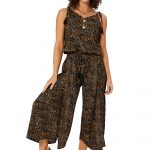 Combinaison à bretelles à nouer Noire à motifs dorés - MCCO2000E