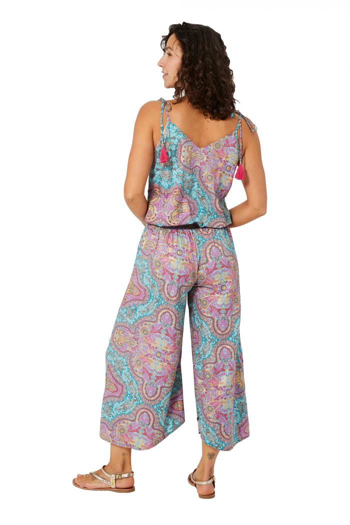 Combinaison à bretelles à nouer Bleue et rose - MCCO2000A – Image 2